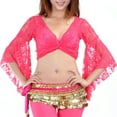 thumbnail image 2 of BellyLady Tribal Belly Dance Lace Butterfly Sleeve Wrap Top, Top for Christmas-ROSERED, 2 of 4