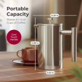 thumbnail image 3 of Living French Press Coffee Maker 20oz, Stainless Steel French Press Coffee, 4 Filter Heat Resistant Double Insulated, Rust-Free, Food Grade, Dishwasher Safe Coffee Pot, 3 of 8