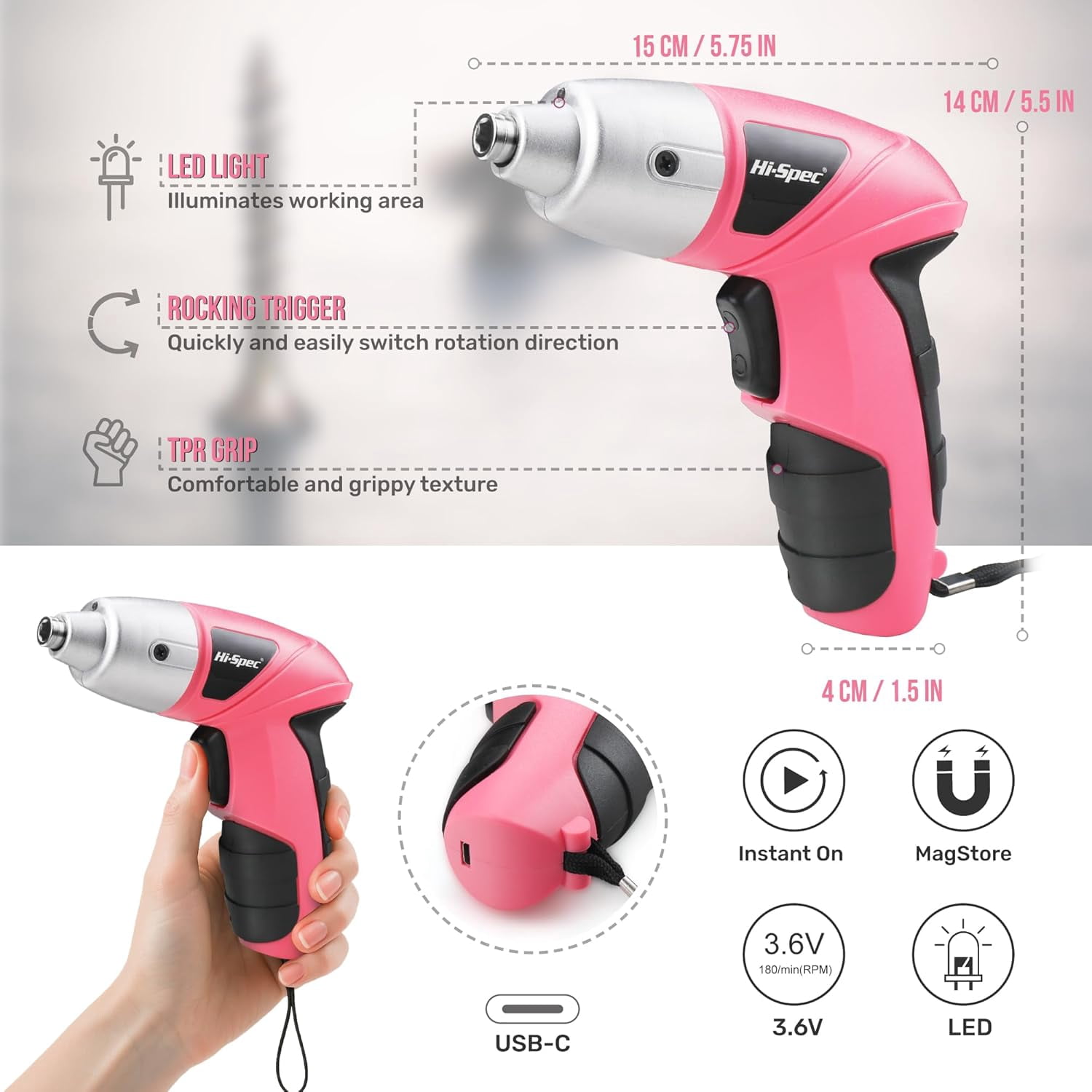 Small Electric Screwdriver, Mini Drill Set, Rechargeable 3.6V Cordless Screwdriver with 26 Driver Bits, Power Tool for Small Projects & Home Use, Pink