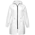 thumbnail image 4 of Women's Plus Size Long Waterproof Rain Jacket, Lightweight Hooded Windbreaker, Casual Outdoor Hiking Coat, Foldable Raincoat for Travel, All Season Rainwear, Packable Rain Jacket White XXXXXL, 4 of 6
