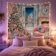 thumbnail image 2 of Pink Decorated Tree In Cozy Bedroom Window Scene, Dreamy Vintage Style for Festive Decor Lovers, Seasonal Wall Art, Christmas Gift Tapestry Wall Hanging for Bedroom and Living Room, 2 of 7