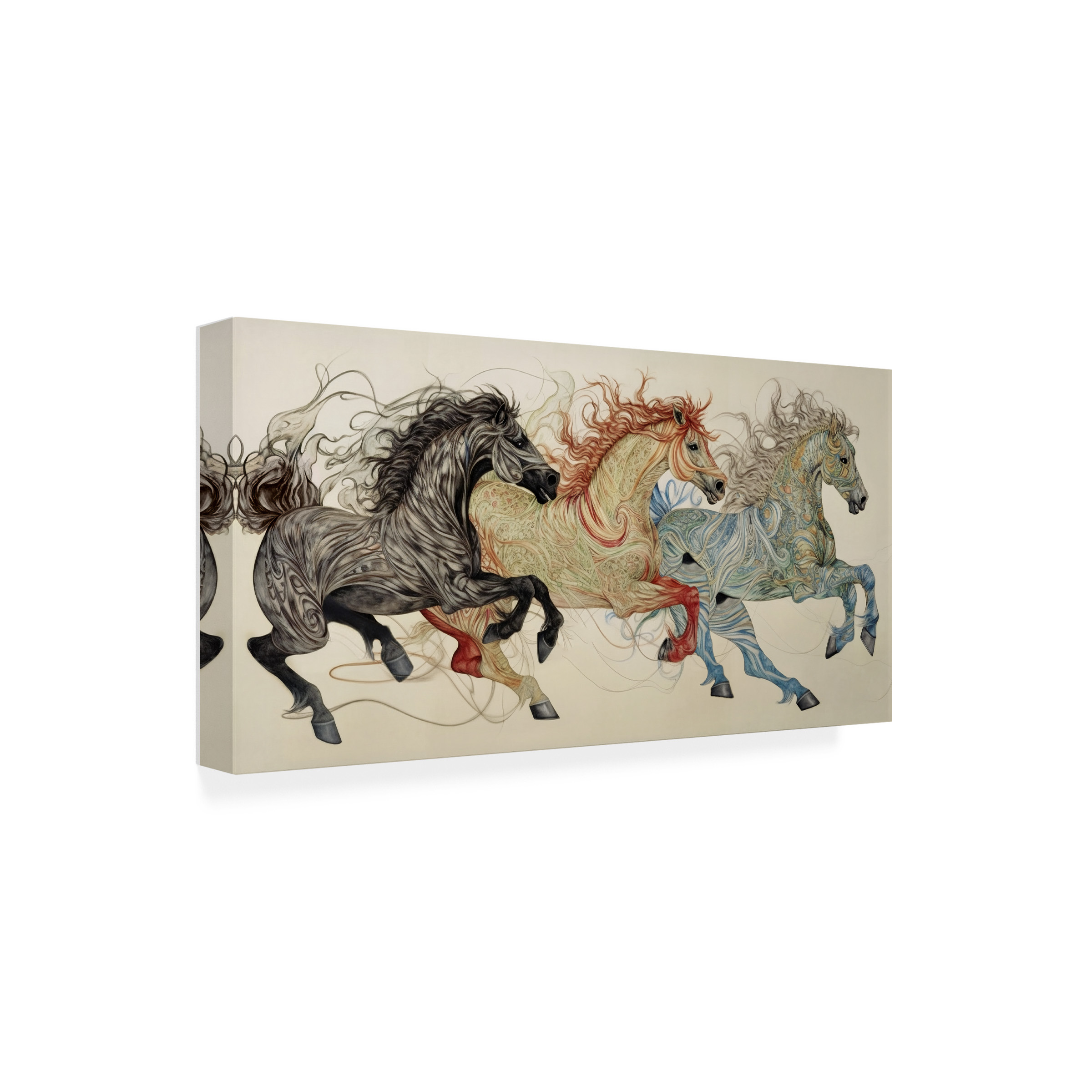 Canvas Wall Art - Sasha 'Dancing Horses' Wall Art for Living Room, Bedroom, or Office DÃ©cor by Trademark Fine Art - 24 x 12 Inches