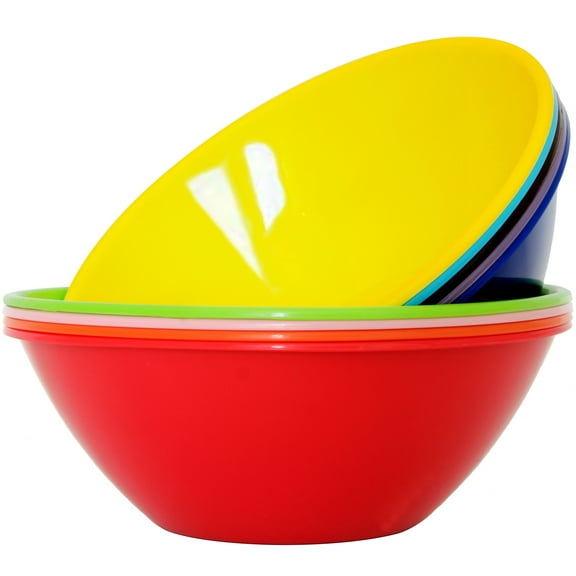 10 inch 100 Ounce Plastic Mixing and Serving Bowls, Popcorn Bowls, Salad Bowls, Chip and Dip Serving Bowls, Set of 9 - Rainbow YE821.757