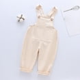 thumbnail image 2 of Zhuashum Pants For Toddler Boys Girls 3-4 Years Sleeveless Solid Color Suspenders Children'S Pants Long Pants Clothes With Pocket Duarble Wear Beige, 2 of 9