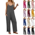thumbnail image 4 of Women's Casual Sleeveless Wide Leg Jumpsuit with Pockets Loose Fit Summer Lounge Outfit, 4 of 4
