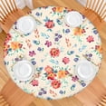 thumbnail image 2 of Pioneer Flower Floral Print Pattern Round Fitted Tablecloth with Elastic Edge,Dining Table Cover Waterproof,Outdoor Round Tablecloth for Camping,Dining,Indoor and Outdoor, 2 of 7