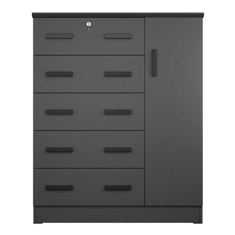 Better Home Products JCF Sofie 5 Drawer Wooden Tall Chest Wardrobe