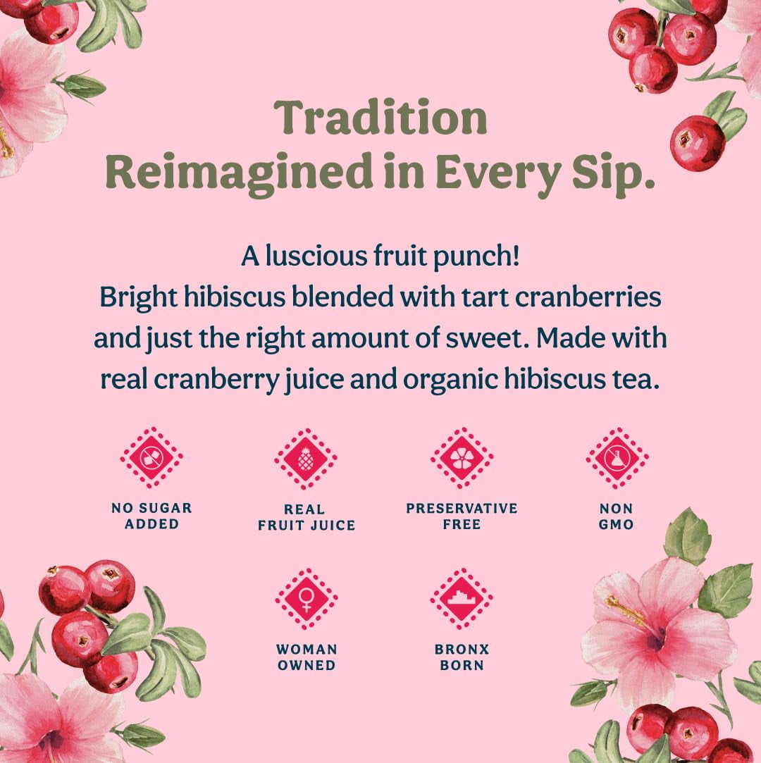 Nourrir Sparkling Cranberry Hibiscus Juice, Real Fruit, Bold Berries & Botanical Blend, Non-GMO, Gluten-Free, Non-Alcoholic, 90 cals, 0g Added Sugar 12 cans (12-Pack)