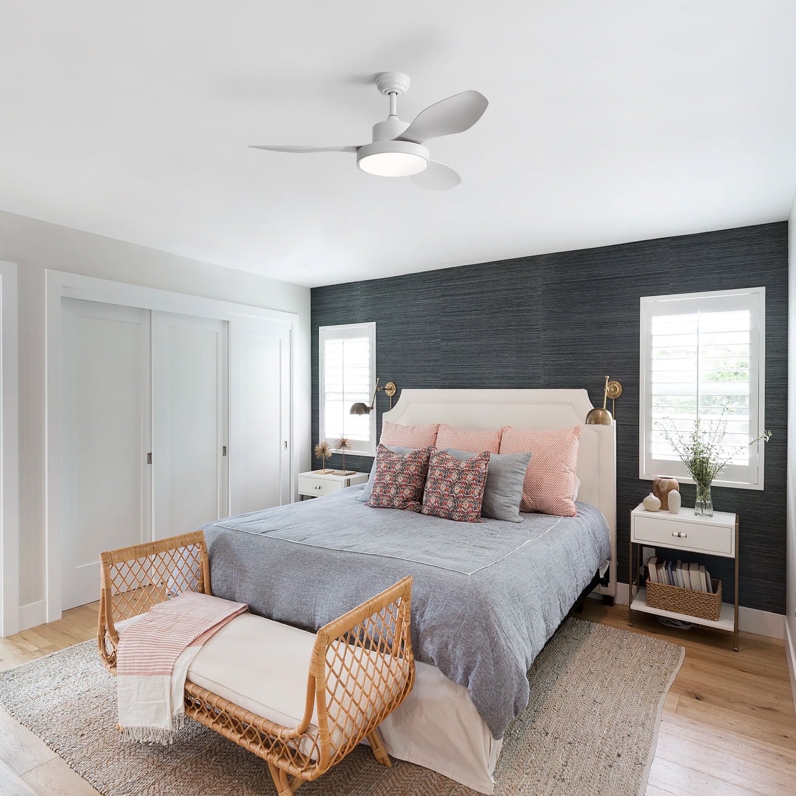 Sofucor 47-Inch Modern Ceiling Fan with LED Dimmable Lights, Remote, Reversible, 3CCT, Quiet 6 Speeds