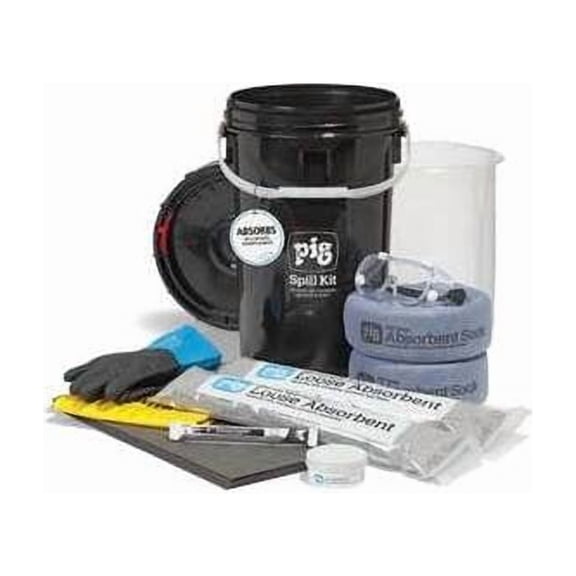 Spill Kit, 3 gal Volume Absorbed per Kit, 6 1/2 gal Capacity, Bucket, Black, 25