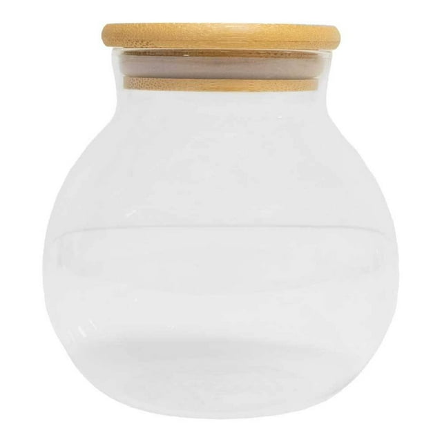 Recipiente Home Trends de Vidrio con Tapa de Bambú 500 ml