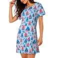 thumbnail image 2 of Naloa Sailboats On A Waves Print Women Nightgowns,Womens Loungewear,Short Sleeve Sleepwear,Comfy Ladies Nightdress, 2 of 6