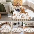 thumbnail image 6 of 4ft Washable Round Rug, Forest Animal Non-Slip Circle Area Rug for Living Room Bedroom, Brown Deer Bear Hedgehog Bird Butterfly Eucalyptus Leaves Plaid Indoor Floor Mat for Home Decor, 6 of 9
