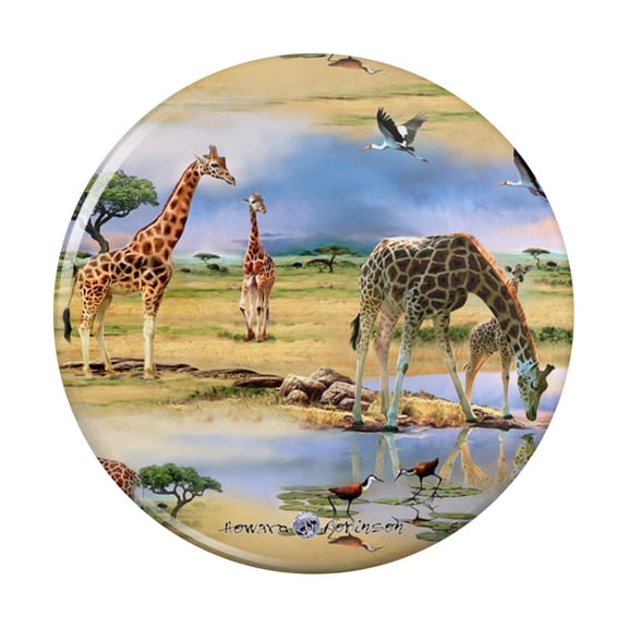 Giraffe Family African Animals Pattern Pinback Button Pin