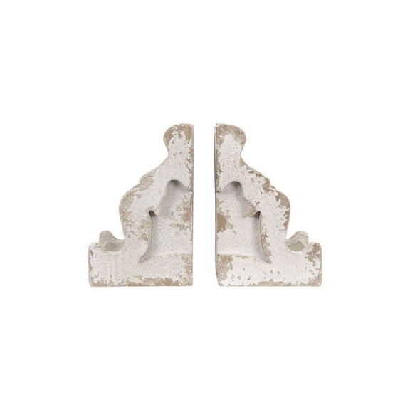 Creative Co-Op Distressed White Corbel Bookends