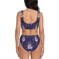 thumbnail image 3 of Wukai Lavender Flowers Women's Bikini Set Two Piece,wimsuit High Waisted V Neck Twist Front Adjustable Spaghetti Straps Bathing Suit-Large, 3 of 7