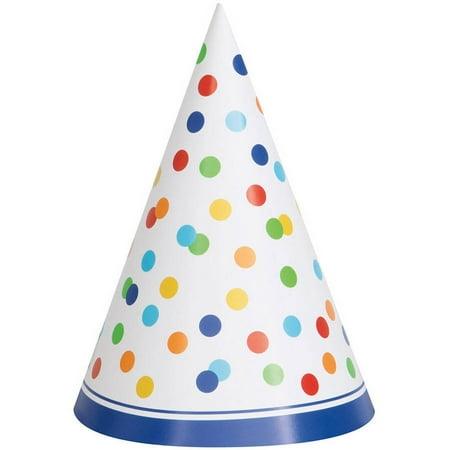  Rainbow Dot Confetti Party Hats 8ct Walmart com