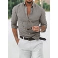 thumbnail image 2 of QWZNDZGR Mens Casual Button Down Shirt Long Sleeve Chambray Shirt Business Blouse, 2 of 4