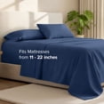 thumbnail image 3 of Bare Home 22" Extra Deep Pocket Sheet Set - Premium 1800 Collection - Ultra-Soft - California King, Dark Blue, 3 of 9