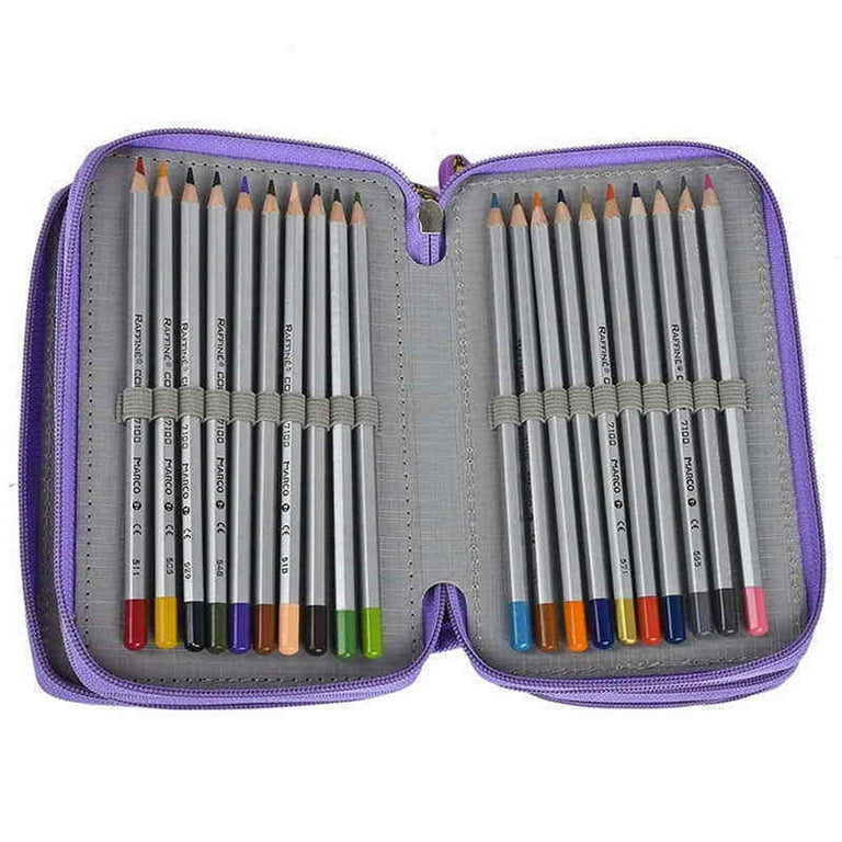 nicexmas Colored Pencils Sets 72 Slots Pencil Holder Organizer 4-Layer Colored Pencil Case Students Pen Pouch Bag Stationary Box with Zipper for Art School