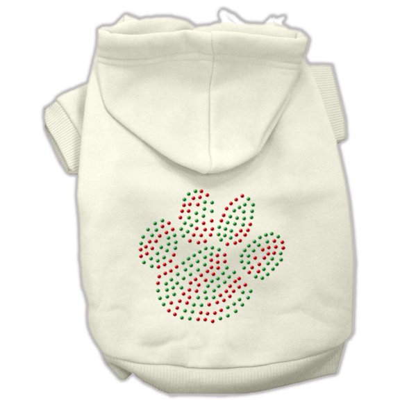 Christmas Pet, Dog Cat Hoodie Rhinestone, "Holiday Paw"