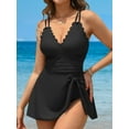 thumbnail image 6 of Asoul One Piece Swimdress Swimsuits for Womens Scalloped Tummy Control Swim Dress Tie Knot Skirt Bathing Suit, 6 of 9