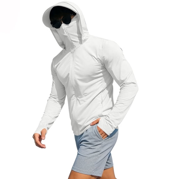 LIaqionyy Mens Sun Protection Hoodie Zip up Lightweight Jacket Long Sleeve Running Hiking Jackets Clothes