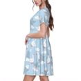 thumbnail image 2 of Balery Cute Goose On A Blue Sky Vestidos sueltos de manga corta para mujer, vestidos de verano 2025, vestidos casuales de corte A con vuelo., 2 of 6