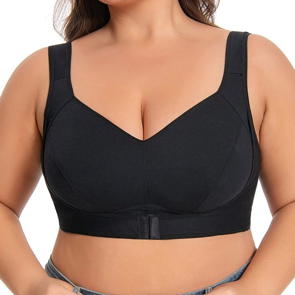 Lumistal Bras for Women No Underwire Front Closure Wireless Full Cup Bra Side Breast Support Anti Sagging Comfort Bra Plus Size Bras for Women XL