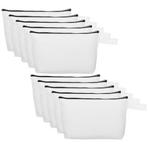 Uxcell 10.2 x 5.5" Canvas Makeup Bags with Strap, 10 Pack Pencil Cosmetic Zipper Bag Case Toiletry Pouch, White