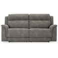 thumbnail image 3 of Bowery Hill Contemporary 2-Seat Faux Leather Reclining Sofa in Gray, 3 of 7