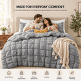 thumbnail image 4 of Unikome Full/Queen Comforter Set, Soft Down Alternative Comforter with Puff Texture, All Season Cozy Bed Comforter with 2 Pillow Shams, Machine Washable, Light Gray, 4 of 7