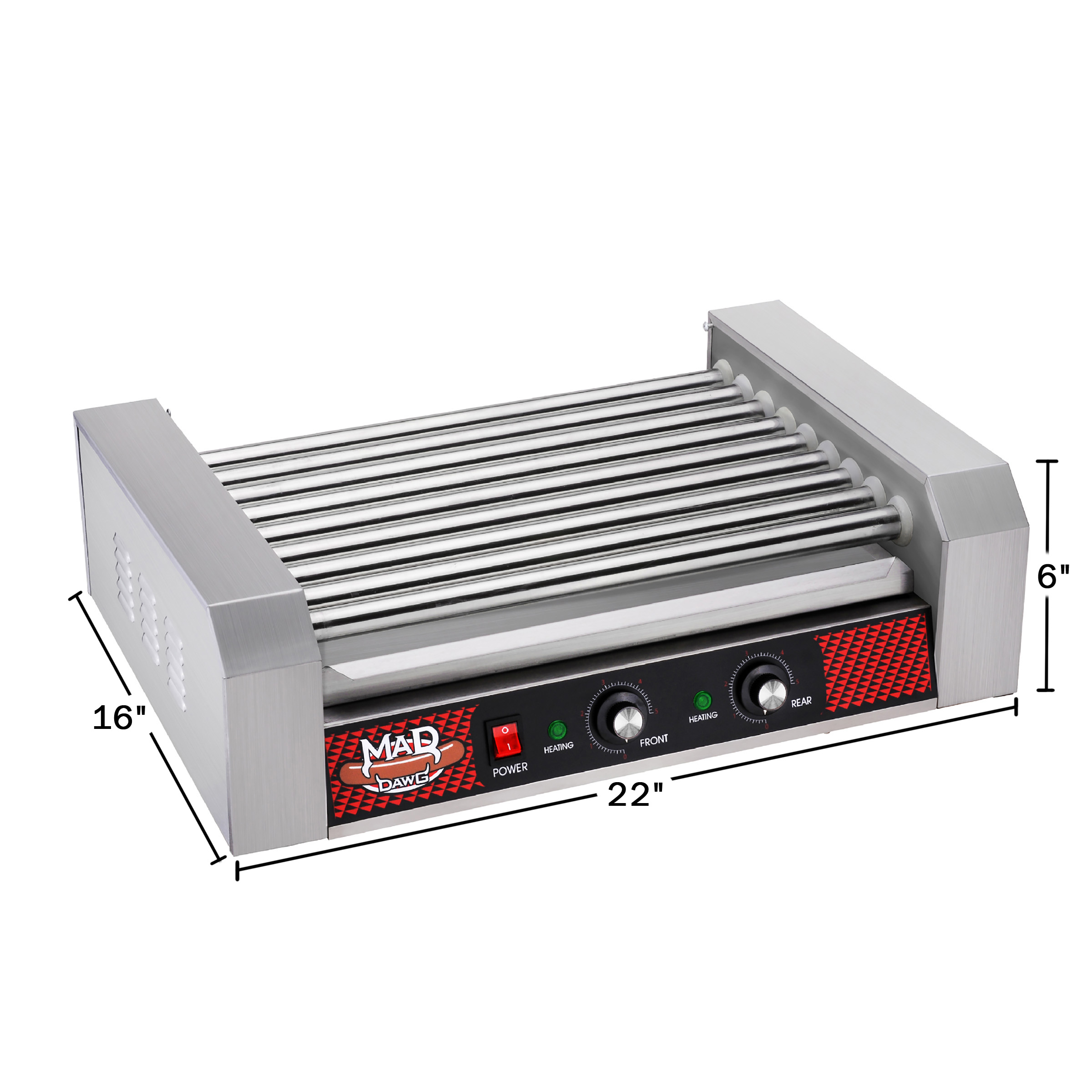 24 Hot Dog Roller Machine- 9 Rollers, Hotdog or Sausage Grill -Electric Countertop Cooker, Drip Tray & Dual Zones by Great Northern Popcorn - image 2 of 5