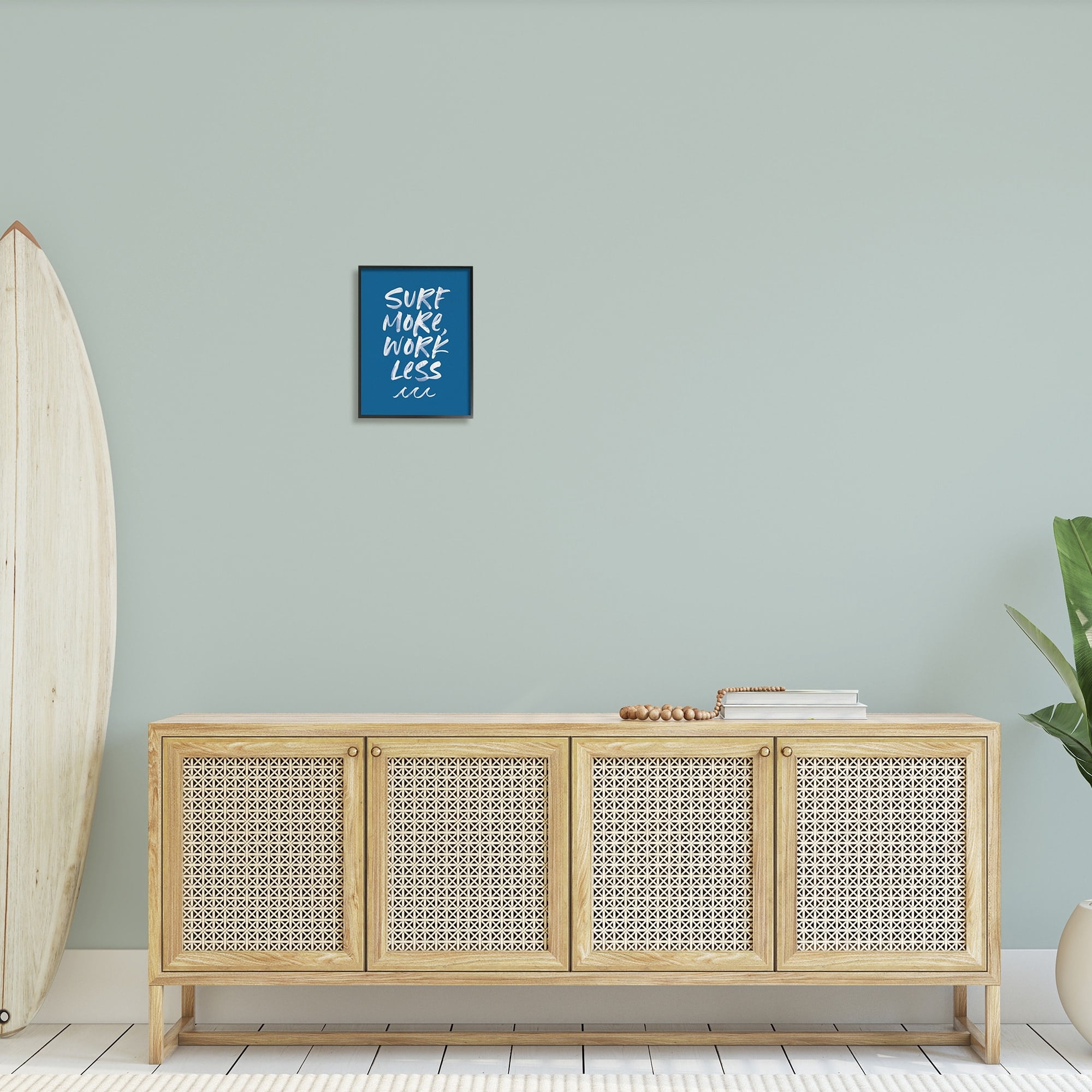 Stupell Industries Surf More Work Less Nautical Phrase Ocean Waves, 11 x 14,Design by Wild Apple Portfolio