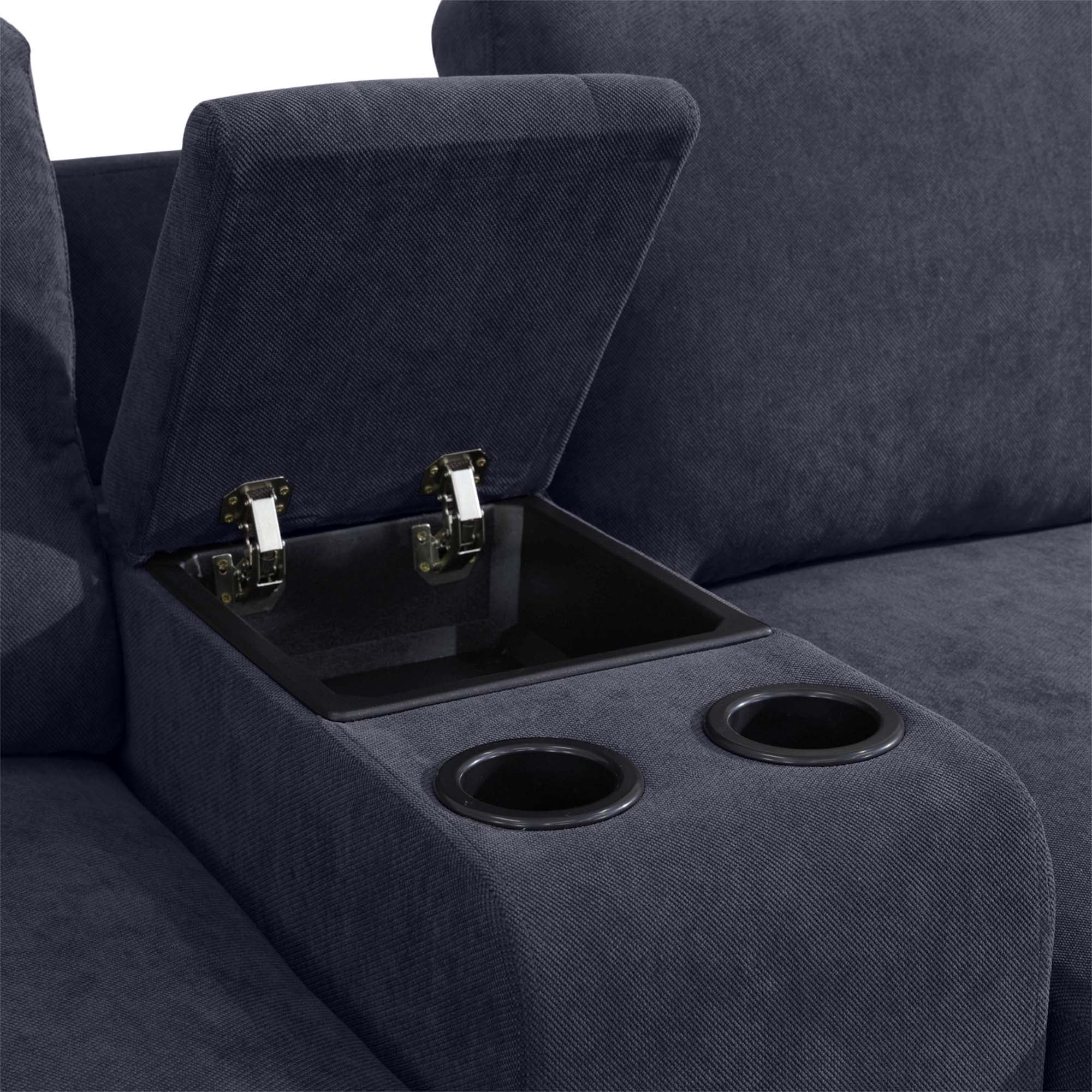 Aukfa 130" Oversized Sectional Sofa w/ Cupholder & Console 4 Seat Couch with Ottoman for Living Room, Gray