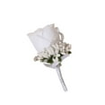 thumbnail image 4 of Destyer 1/2/3/5 Boutonnière de Mariage Sûr et Réutilisable - Apparence Réaliste Large Épingle d'Application Fixation Broches Tissu Fleurs Blanc 5PCS, 4 of 6