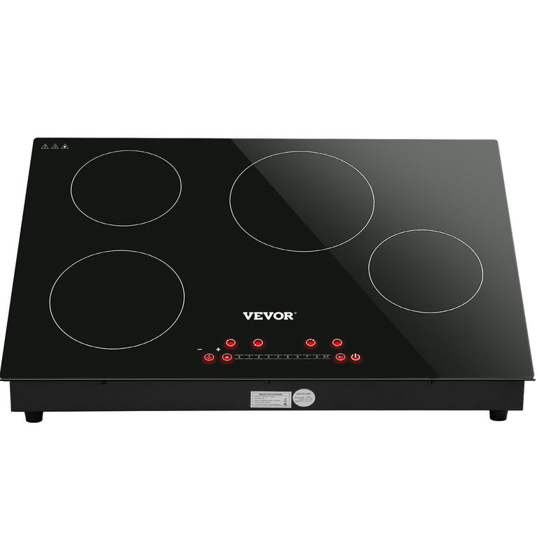 VEVORbrand Induction Cooktop, 30 inch 4 Burners, 5900W 240V Ceramic Glass Electric  Stove Top with Sensor Touch Control, Timer & Child Lock Included, 9 Power  Levels for Simmer Steam Slow Cook Fry 