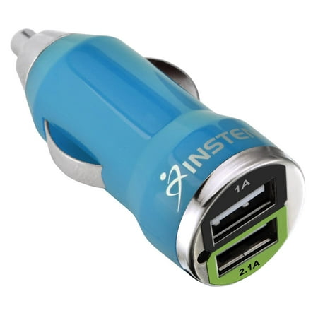 Insten 2-Port Dual USB Maxiam 2.1A Car Charger Adapter for iPhone 11 / 11 Pro / 11 Pro Max 6 6S Plus SE 7 7+ XS X 8 8+ iPad Mini Air Pro / Samsung Galaxy S9 S8 S10 S10e Note 8 Smartphone Android, Blue