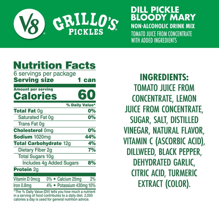 2 pack) V8 Grillo's Pickles Dill Pickle Bloody Mary Mix, 8 fl oz