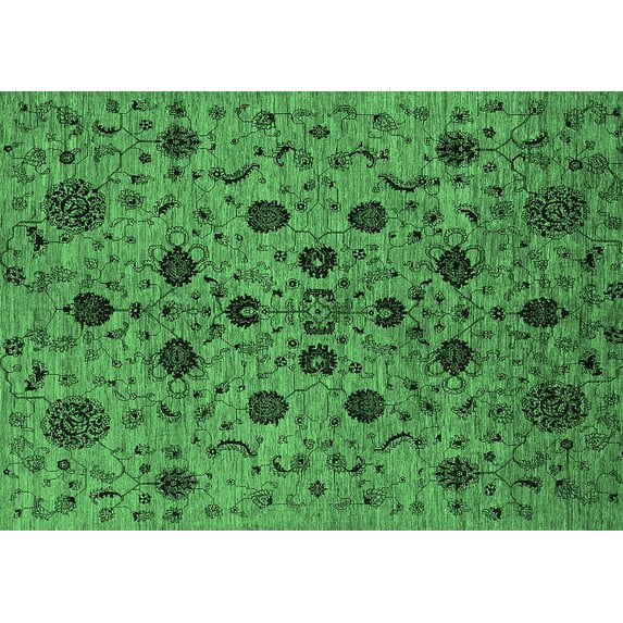 Ahgly Company Indoor Rectangle Oriental Emerald Green Industrial Area Rugs, 3' x 5'