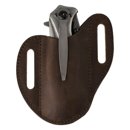 Leather EDC Belt Sheath Holster Cowhide Multi Tool Holder with Belt Loop Tactical Folding Knife Pouch Outdoor Gear Organizer for Everyday Carry Tools
