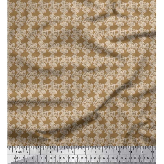 Soimoi Cotton Duck Fabric Stencil Floral Print Fabric by The Yard 42 Inch Wide
