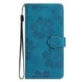 thumbnail image 4 of SaniMore Case for Samsung Galaxy A34 5G 6.6" 2023, [Card Slots + Cash Pocket + Removeable Wrist Strap] PU Leather Embossed Flower Flip Kickstand 360° All-around Protective Wallet Shell, Blue, 4 of 11
