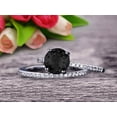 thumbnail image 4 of Round Cut 2 Carat Stacking Matching Band Black Diamond Moissanite Engagement Ring Bridal Set Anniversary Gift 10k White Gold, 4 of 5