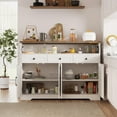 thumbnail image 5 of 51" Farmhouse Buffet Sideboard Cabinet with Storage, White Kitchen Storage Pantry Cabinet with Drawers, Wood Cupboard Hutch, Coffee Bar Station Table for Kitchen, Living Room, Dining Room, 5 of 17
