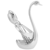 TEHAUX 6Pcs Dessert Spoon Set Swan Shaped Alloy Easy to Clean for Dining Table Decoration