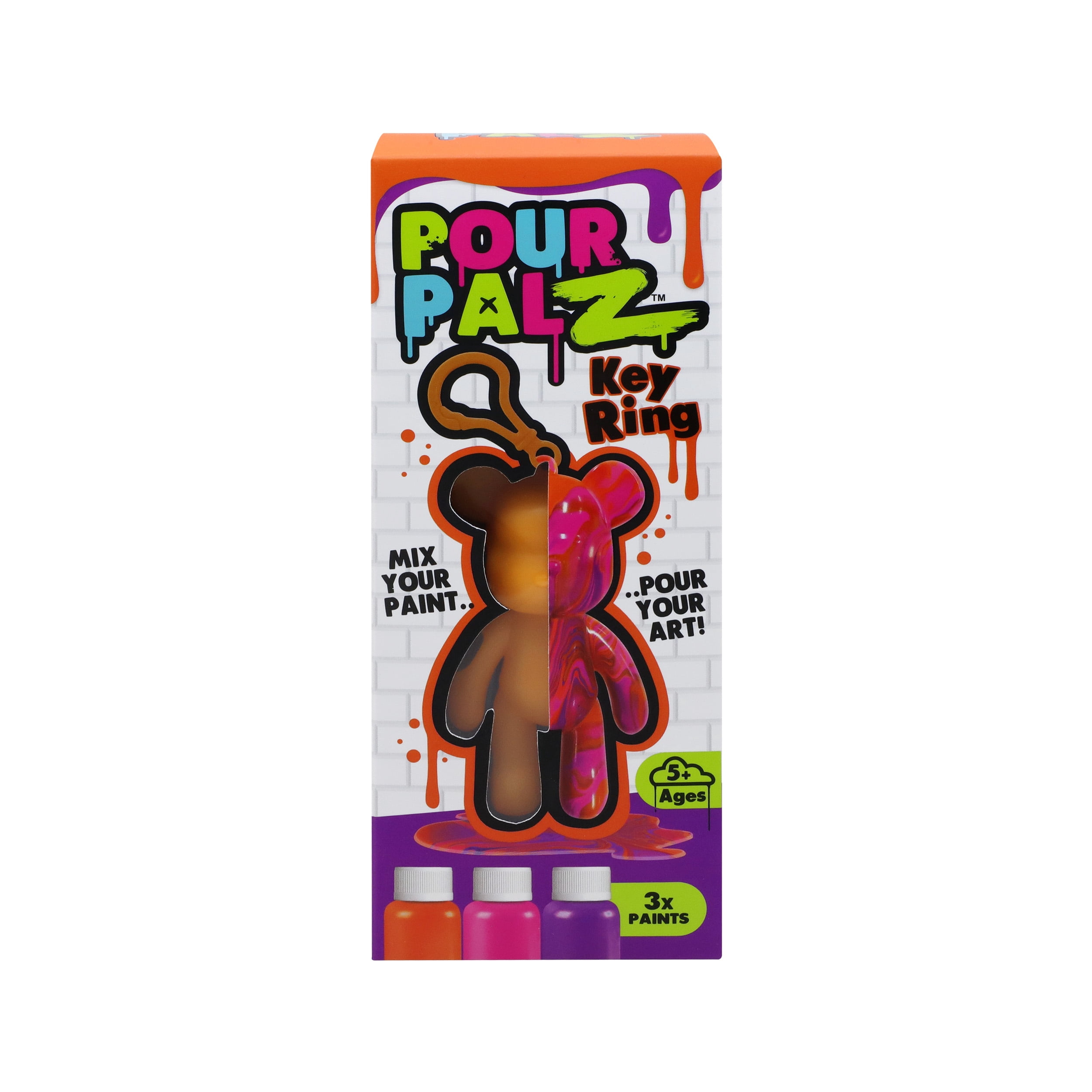 Pour Palz Bear Neon Keyring Asst - DIY Paint & Pour Craft Kit for Kids Ages 5+