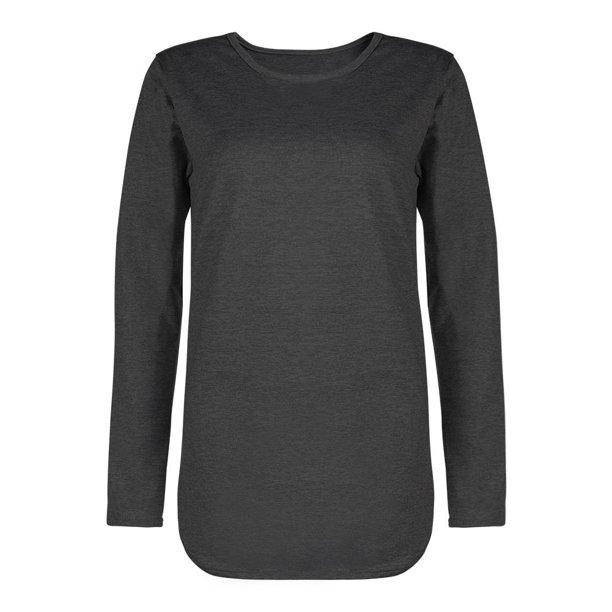 Camiseta Informal De Manga Larga Para Mujer, Tops Con Dobladillo Irregular, Ropa De Calle (Negro 2Xl) Tmvgtek Mujer