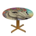 thumbnail image 3 of JEUXUS  Flower Horse Rainbow Galaxy Round Fitted Tablecloth Elastic Edge Waterproof Oil-Proof Table Cover Stain-Resistant Table Cloth Fits Round Tables, 3 of 7