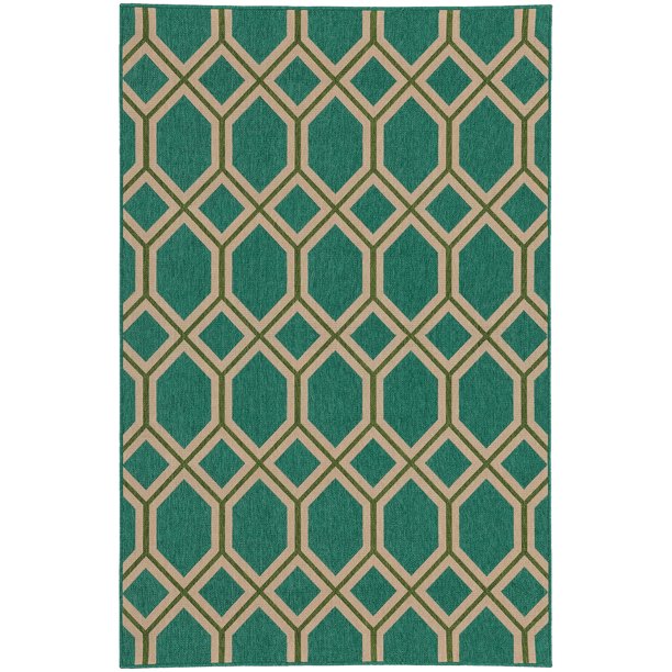 Tommy Bahama Seaside Area Rugs 6660L Contemporary Teal Lattice